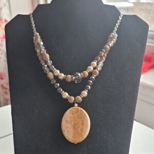 Tocara Brown and Silver Beaded Necklace (J57)